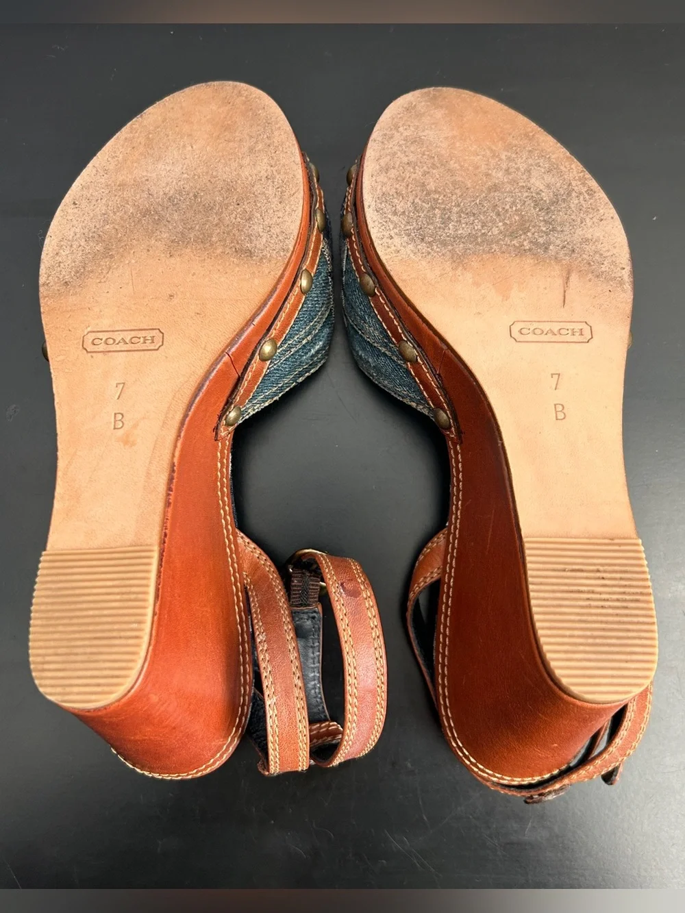 Coach Lynda Denim and Snakskin Patchwork Wedge